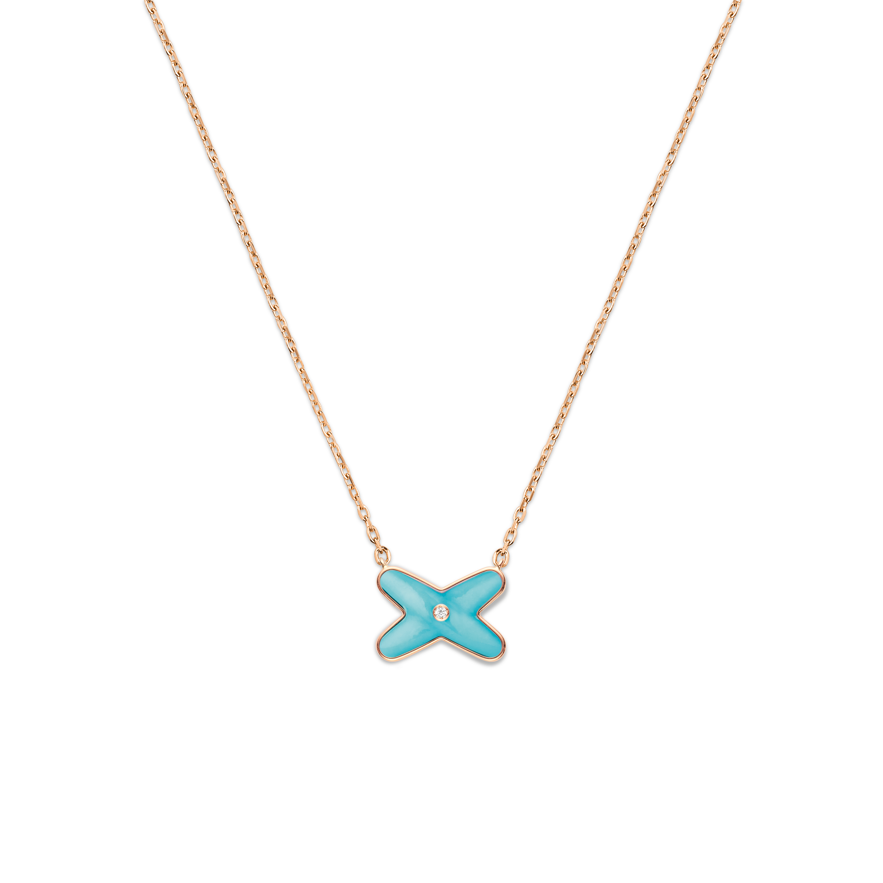 Rose gold pendant, turquoise and diamond LIENS Pink Gold Turquoise