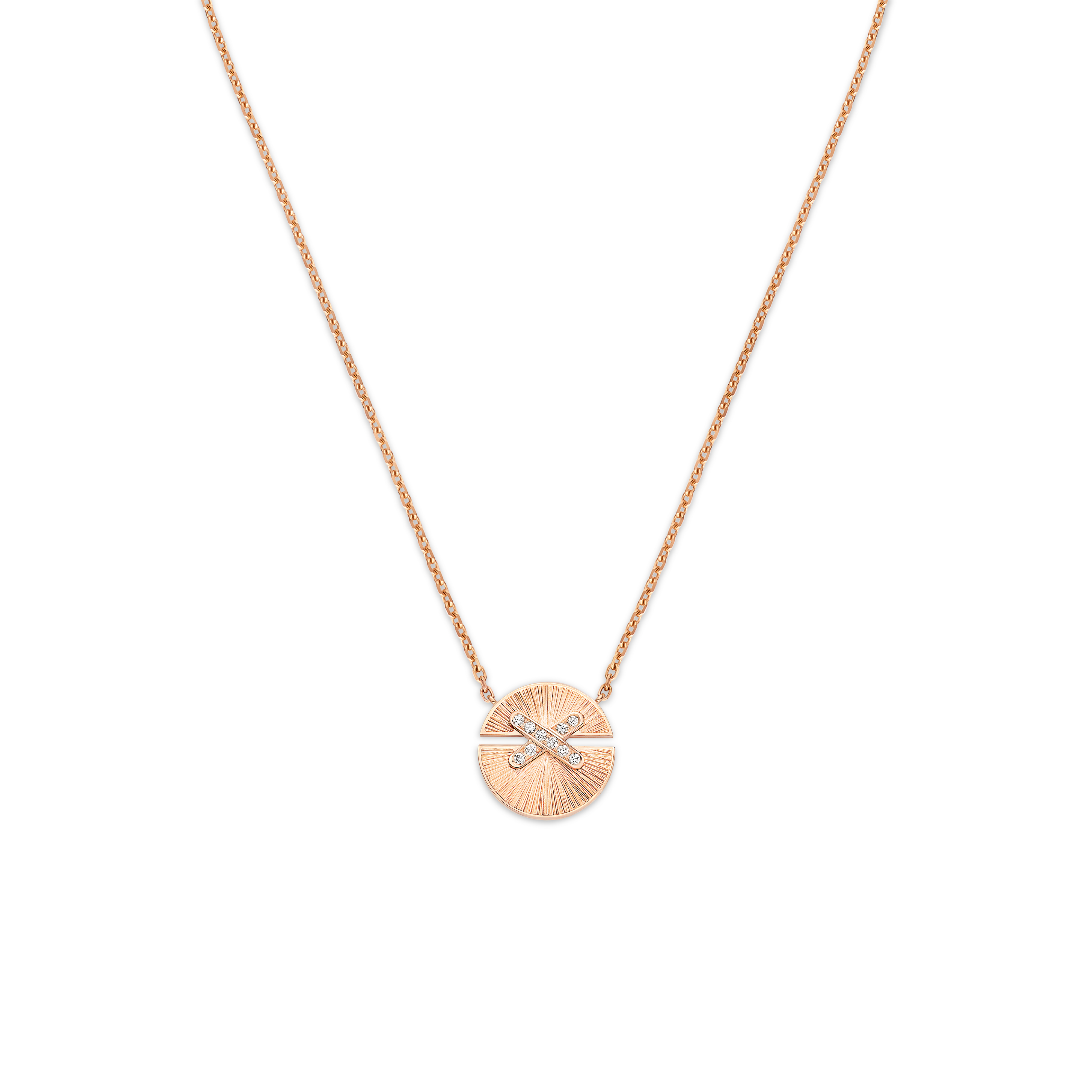 美品 CHAUMET Jeux de Liens ジュ ドゥ リアン ネックレス Rose gold pendant, small model, diamonds LIENS Pink Gold Diamond