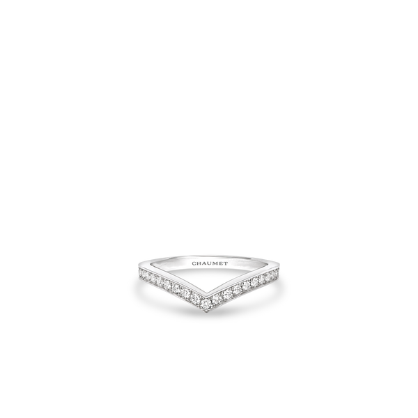 CHAUMET - JOSEPHINE - RING - Platinum wedding band, 2.3 mm, diamonds