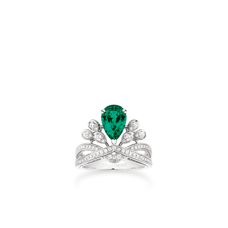 CHAUMET - Joséphine - 戒指 - 鉑金單鑽戒指，2克拉祖母綠，鑽石 - 082677