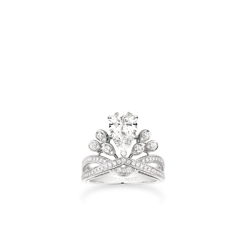 CHAUMET - JOSÉPHINE - RING - Platinum solitaire, 2 carat diamond, diamonds - 082694