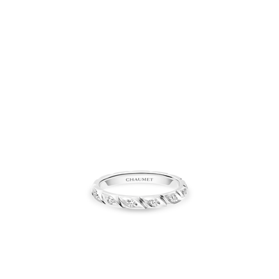 CHAUMET - TORSADE DE CHAUMET - RING - Platinum ring, 2.5 mm, diamonds - 082724
