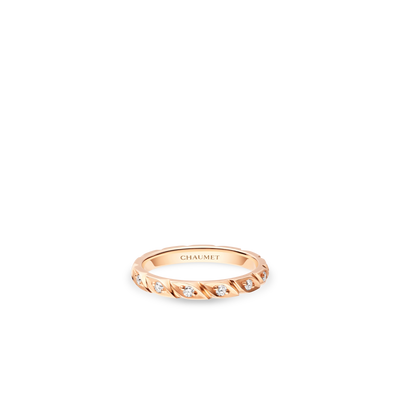 CHAUMET - TORSADE DE CHAUMET - BAGUE - Bague en or rose 2.5mm, diamants - 082726