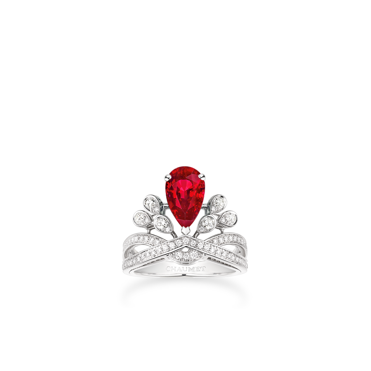 CHAUMET - Joséphine约瑟芬 - 戒指 - 铂金钻戒，2克拉红宝石，钻石 - 082744