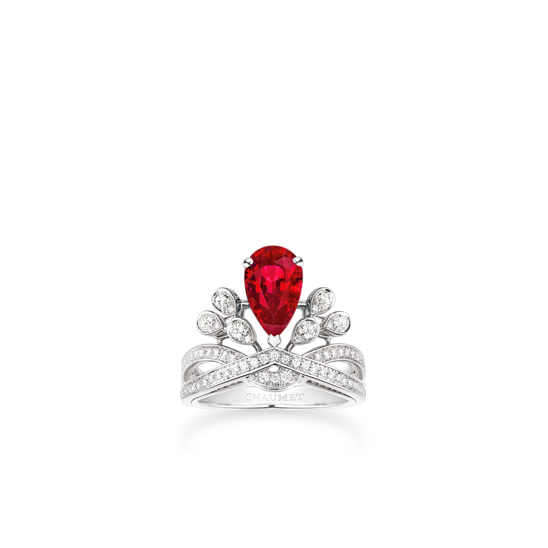 CHAUMET - Joséphine - 戒指 - 鉑金單鑽戒指，2克拉紅寶石，鑽石 - 082744