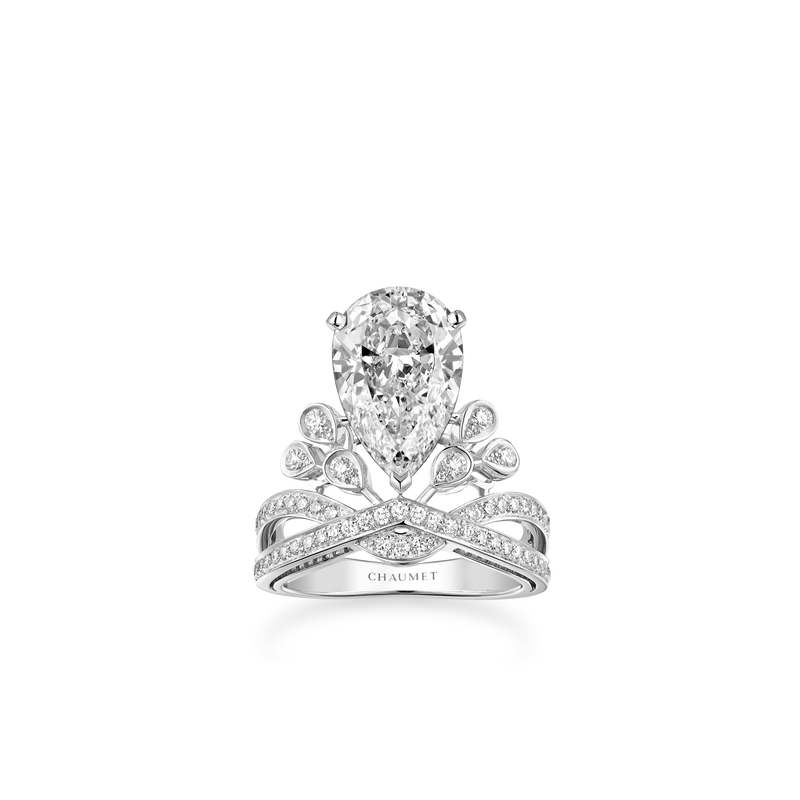 CHAUMET - JOSÉPHINE - RING - Platinum solitaire, 3 carat diamond, diamonds - 082873