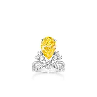 CHAUMET - JOSÉPHINE - BAGUE - Solitaire en platine, diamant jaune 5 carats, diamants - 082895