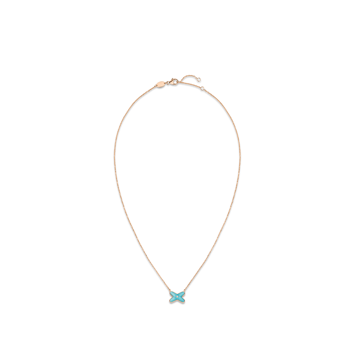 CHAUMET - Liens - 吊墜 - 18K玫瑰金項鏈，綠松石和鑽石 - 082932