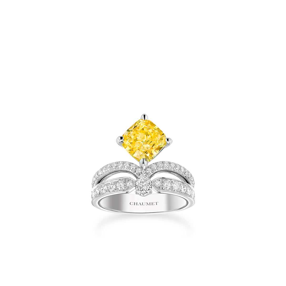 CHAUMET - JOSEPHINE - RING - Platinum solitaire ring, 2-carat yellow diamond, diamonds - 083058