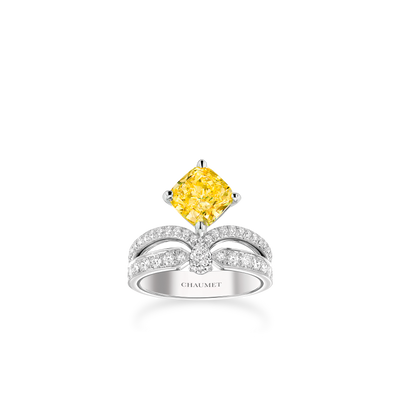 CHAUMET - JOSEPHINE - RING - Platinum solitaire ring, 2-carat yellow diamond, diamonds - 083058