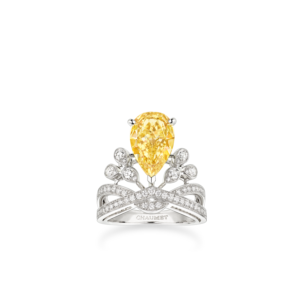 CHAUMET - JOSEPHINE - RING - Platinum solitaire ring, 3-carat yellow diamond, diamonds - 083132