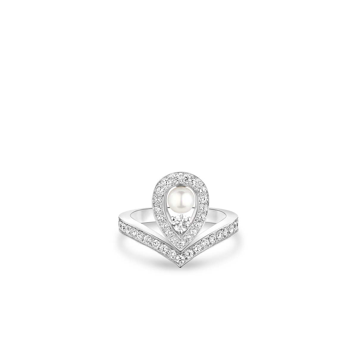 CHAUMET - JOSÉPHINE - RING - White gold ring, pearl and diamonds - 083289