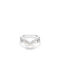 Bague en or blanc 2.5mm, perles et diamants