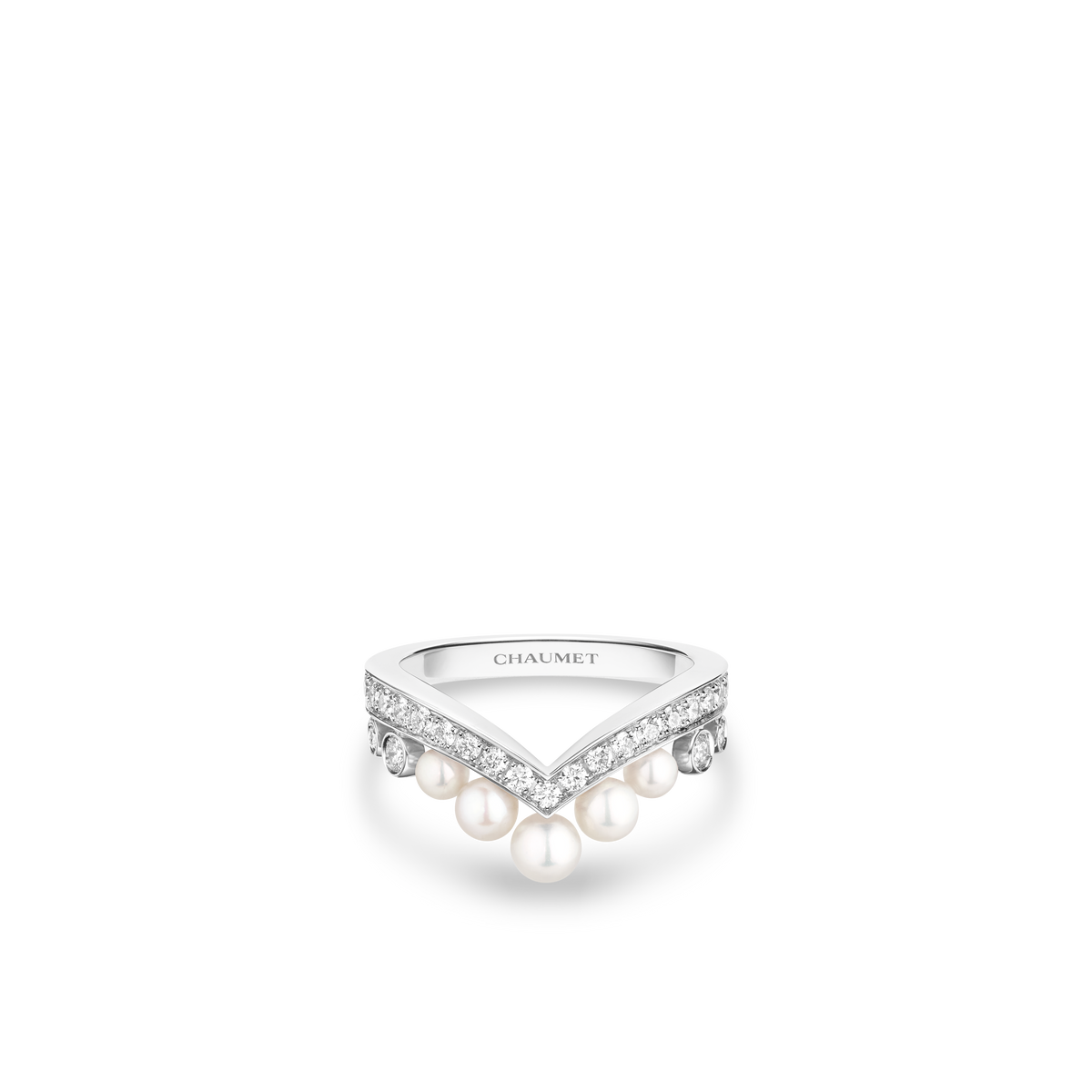 CHAUMET - Joséphine - 戒指 - 2.5毫米18K白金戒指，珍珠和鑽石 - 083292