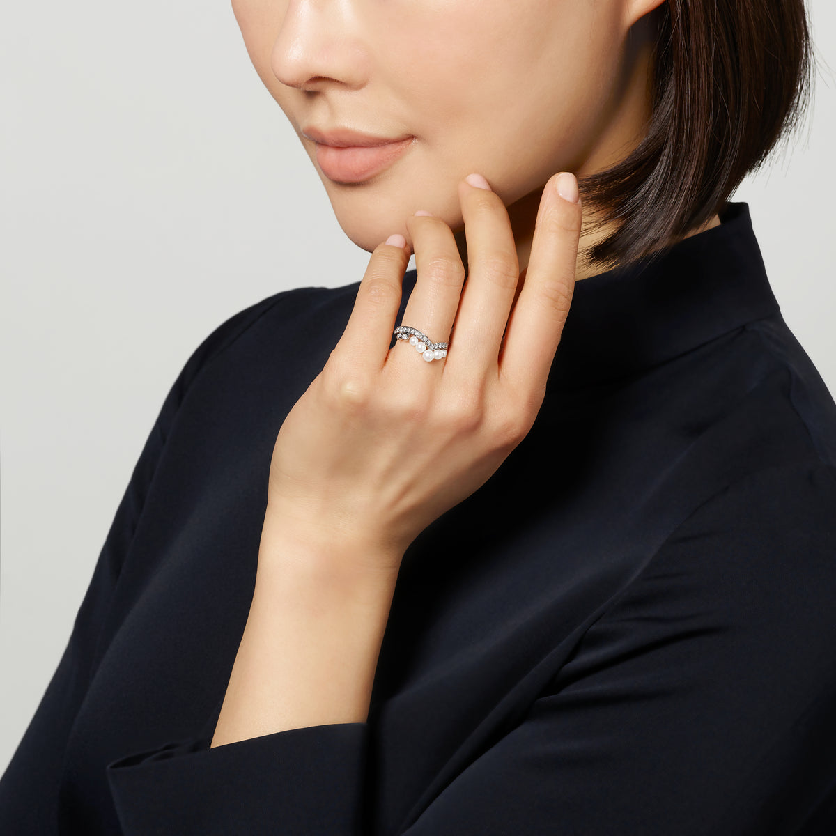 CHAUMET - Joséphine - 戒指 - 2.5毫米18K白金戒指，珍珠和鑽石 - 083292