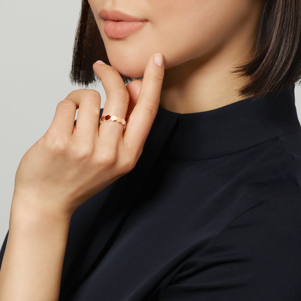 CHAUMET - Bee de Chaumet蜂格 - 戒指 - 玫瑰金戒指4毫米，钻石 - 083359
