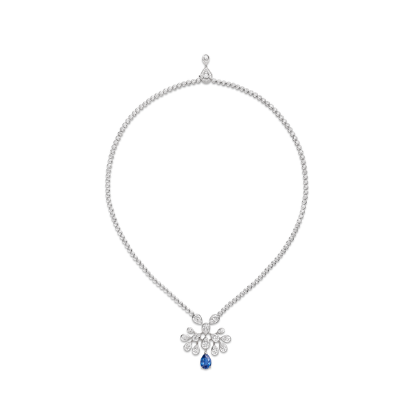 CHAUMET - JOSEPHINE - RING - Platinum solitaire ring, 2-carat sapphire, diamonds - 082676