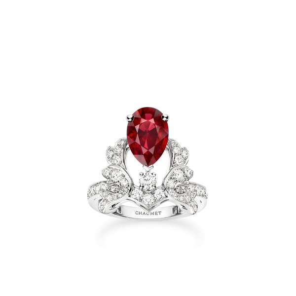 CHAUMET - جوزفين - زينة - تاج من الذهب الأبيض، حجر عقيق أحمر وألماس - 085387