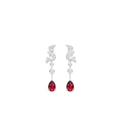 CHAUMET - JOSÉPHINE - BOUCLES D'OREILLES - Boucles d'oreilles en or blanc, rubis et diamants - 083516
