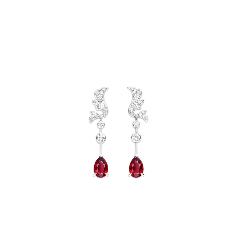 CHAUMET - JOSÉPHINE - EARRINGS - White gold earrings, ruby and diamonds - 083516