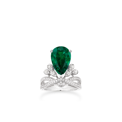 CHAUMET - JOSÉPHINE - BAGUE - Solitaire en platine, émeraude 5 carats, diamants - 083563