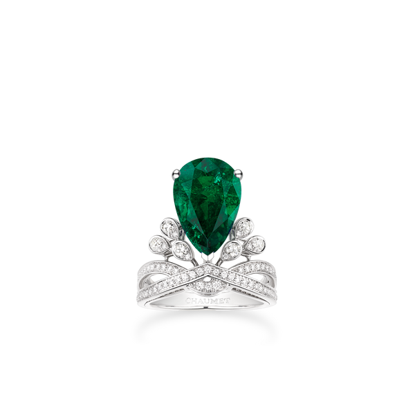 CHAUMET - Joséphine约瑟芬 - 戒指 - 铂金钻戒，5克拉祖母绿，钻石