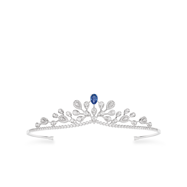 CHAUMET - JOSEPHINE - RING - Platinum solitaire ring, 2-carat sapphire, diamonds - 082676