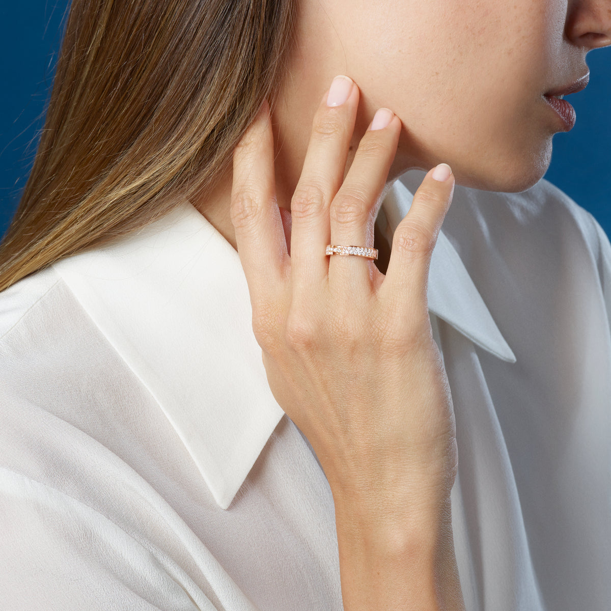 Bague en or rose 4mm, diamants LIENS Or rose Diamant - 083605 | Chaumet FR