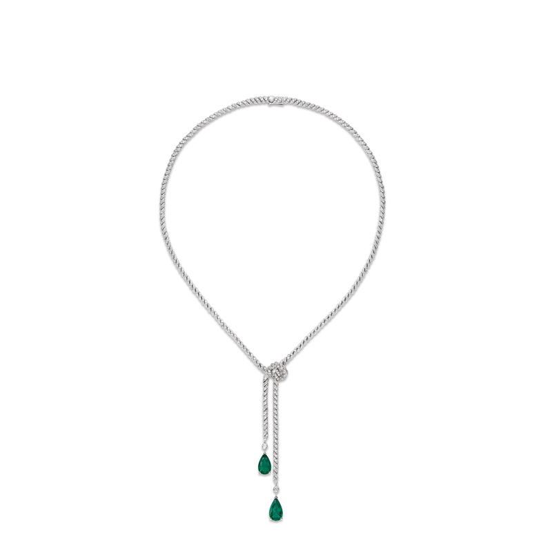CHAUMET - LIENS - NECKLACE - White gold necklace, emeralds and diamonds - 083900