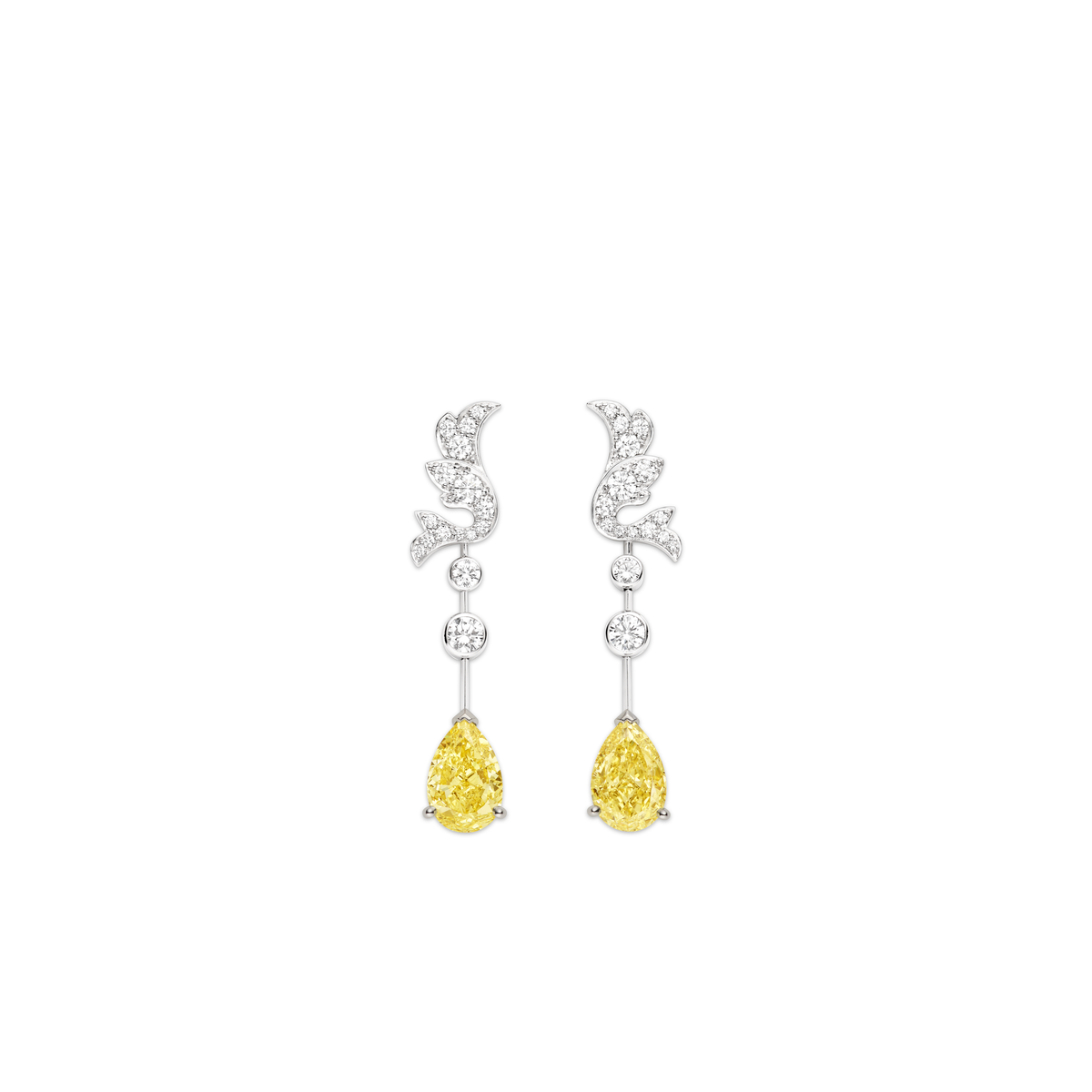 CHAUMET - JOSÉPHINE - EARRINGS - White gold earrings, yellow diamonds and diamonds - 083929