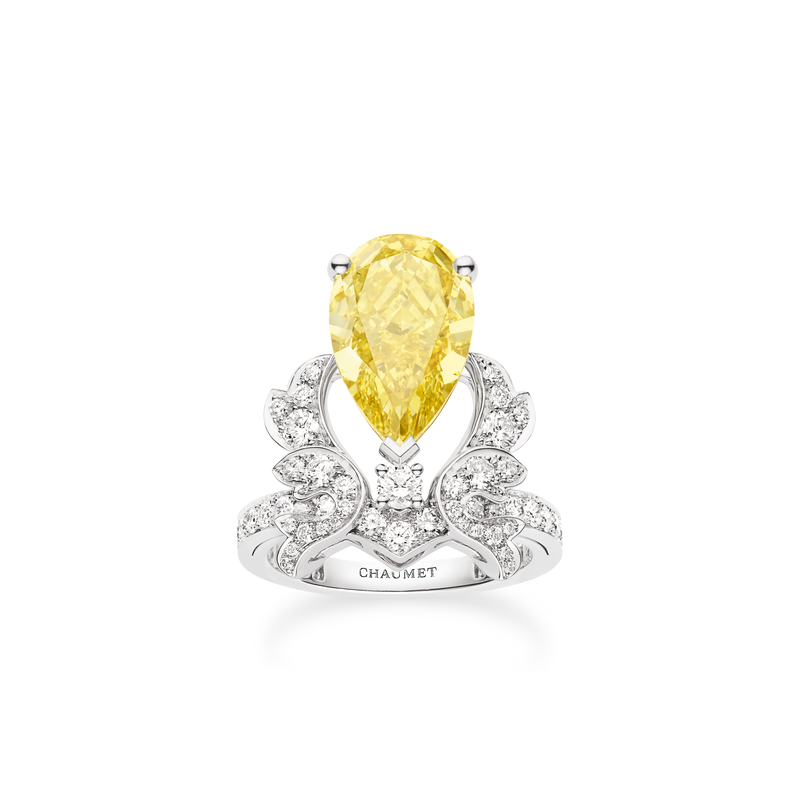 CHAUMET - JOSÉPHINE - RING - White gold ring, yellow diamond and diamonds - 083930