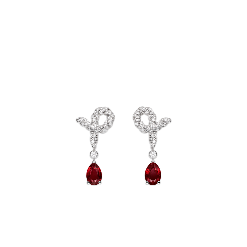 CHAUMET - Liens缘系·一生 - 耳环 - 白金耳环，红宝石和钻石 - 084189