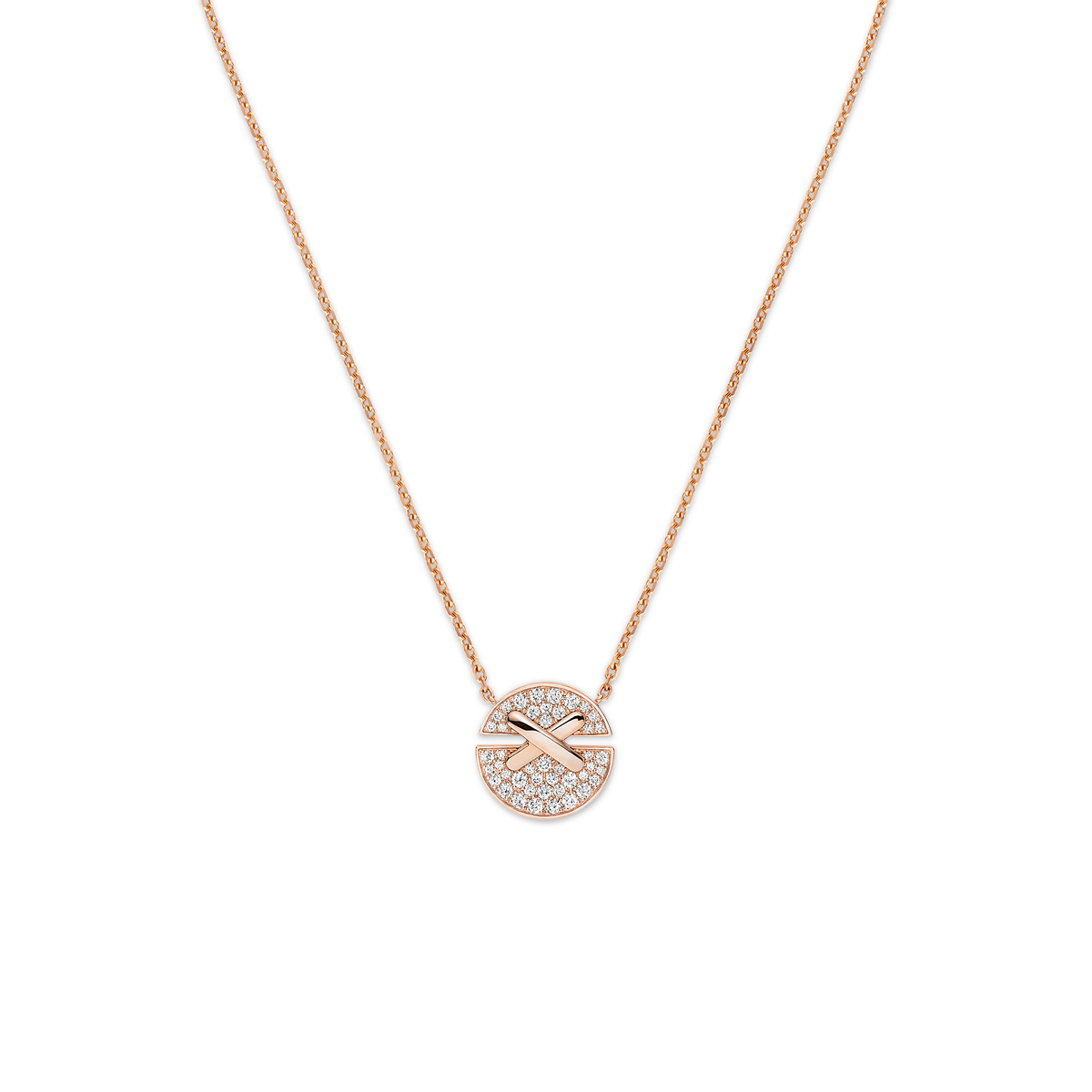 CHAUMET - Liens - 吊墜 - 18K玫瑰金項鏈，小型，鑽石 - 084221