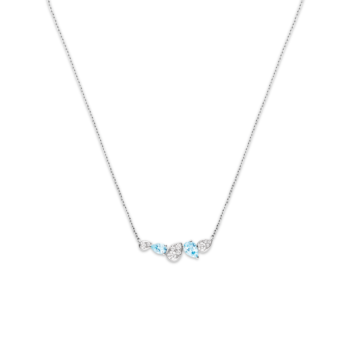 CHAUMET - Joséphine - 吊墜 - 18K白金項鏈，海藍寶石和鑽石 - 084379