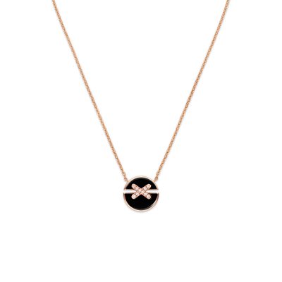 CHAUMET - Liens缘系·一生 - 项链 - 玫瑰金吊坠，小号，缟玛瑙和钻石 - 084426