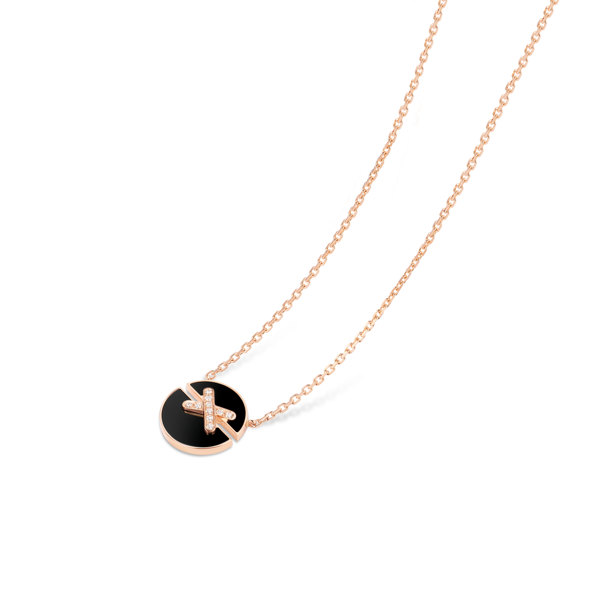 CHAUMET - Liens缘系·一生 - 项链 - 玫瑰金吊坠，小号，缟玛瑙和钻石 - 084426