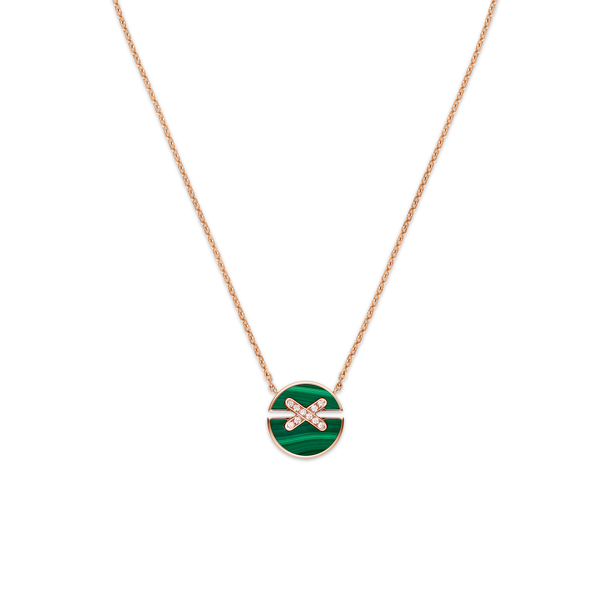 CHAUMET - Liens - 吊墜 - 18K玫瑰金項鏈，小型，孔雀石和鑽石 - 084427