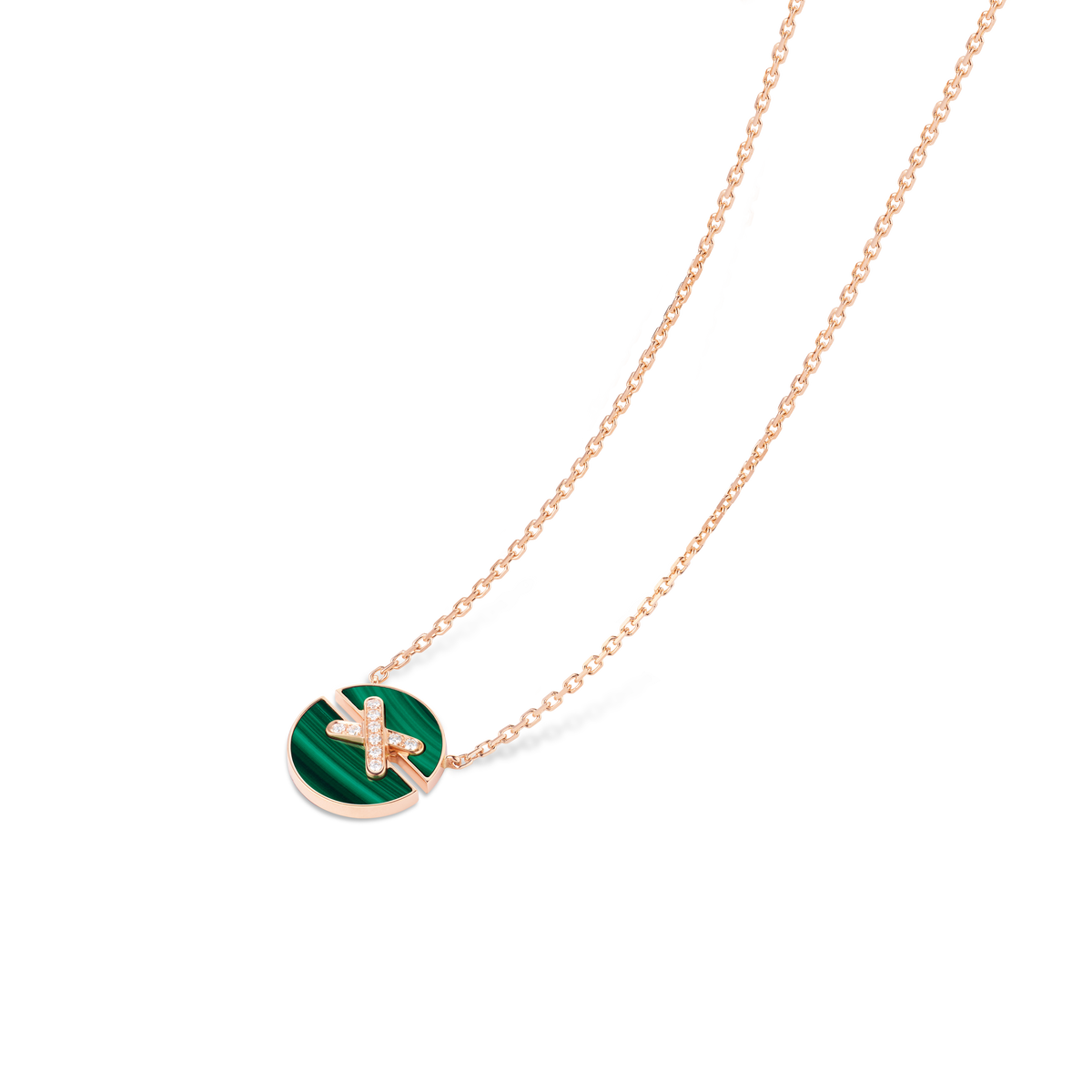 CHAUMET - LIENS - PENDANT - Rose gold pendant, small model, malachite and diamonds - 084427