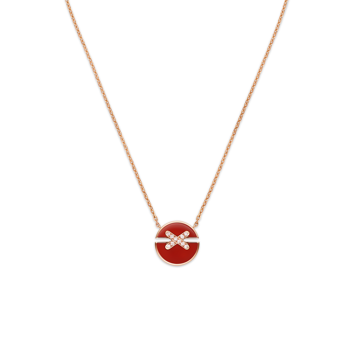 CHAUMET - LIENS - PENDANT - Rose gold pendant, small model, carnelian and diamonds - 084428