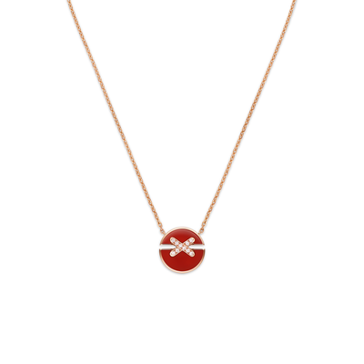 CHAUMET - LIENS - PENDANT - Rose gold pendant, small model, carnelian and diamonds - 084428