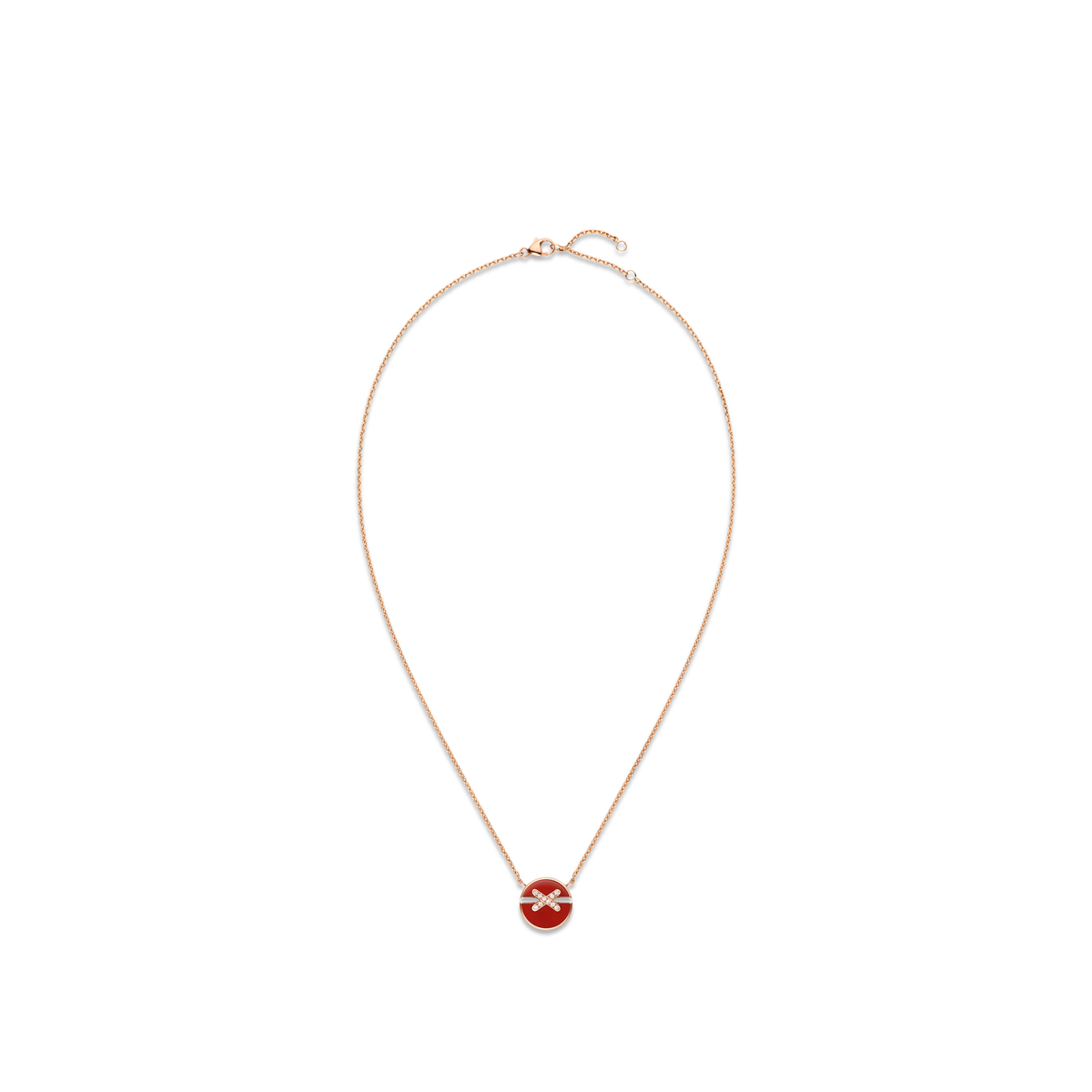 CHAUMET - LIENS - PENDANT - Rose gold pendant, small model, carnelian and diamonds - 084428