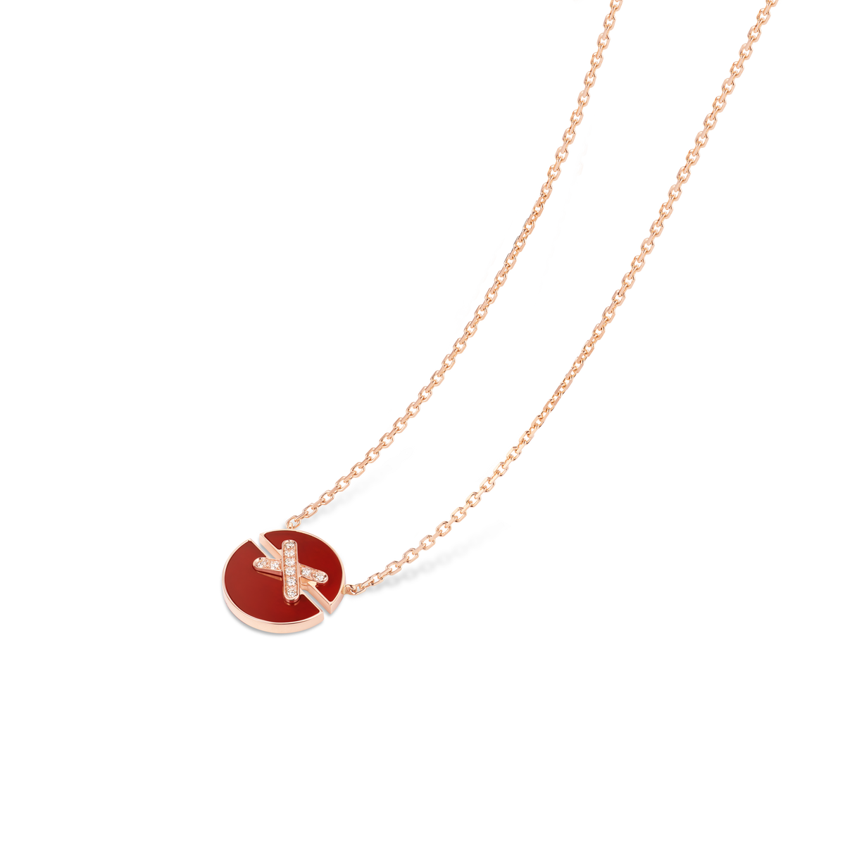 CHAUMET - LIENS - PENDANT - Rose gold pendant, small model, carnelian and diamonds - 084428