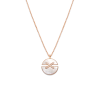 Rose gold pendant, medium model, mother-of-pearl and diamonds