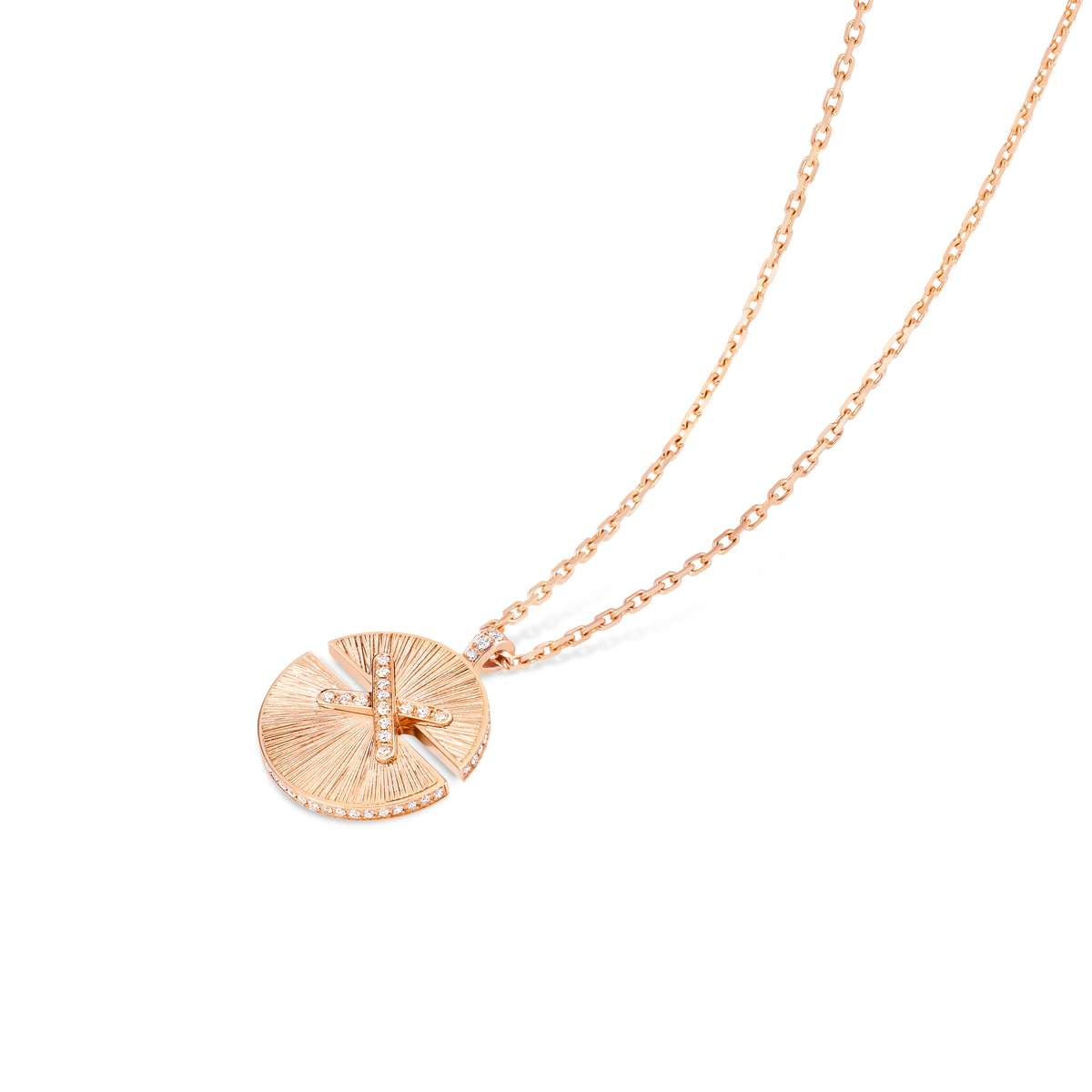 CHAUMET - Liens - 吊墜 - 18K玫瑰金項鏈，中型，鑽石 - 084646