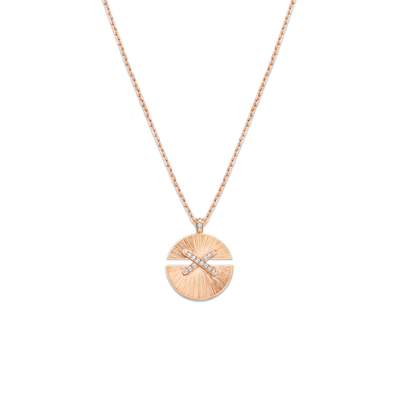 CHAUMET - Liens - 吊墜 - 18K玫瑰金項鏈，中型，鑽石 - 084646