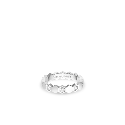CHAUMET - BEE DE CHAUMET - RING - White gold ring 4mm, diamonds - 084676