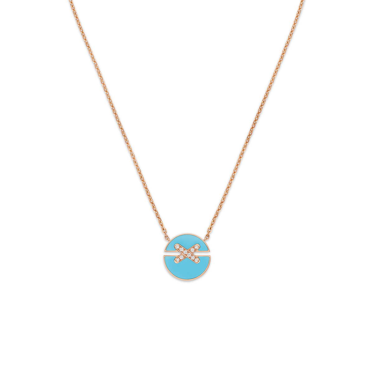 CHAUMET - Liens缘系·一生 - 项链 - 玫瑰金吊坠，小号，绿松石和钻石 - 084956