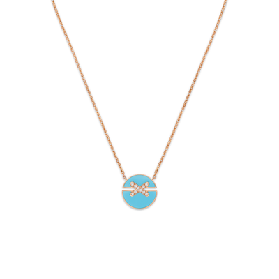 CHAUMET - Liens缘系·一生 - 项链 - 玫瑰金吊坠，小号，绿松石和钻石 - 084956