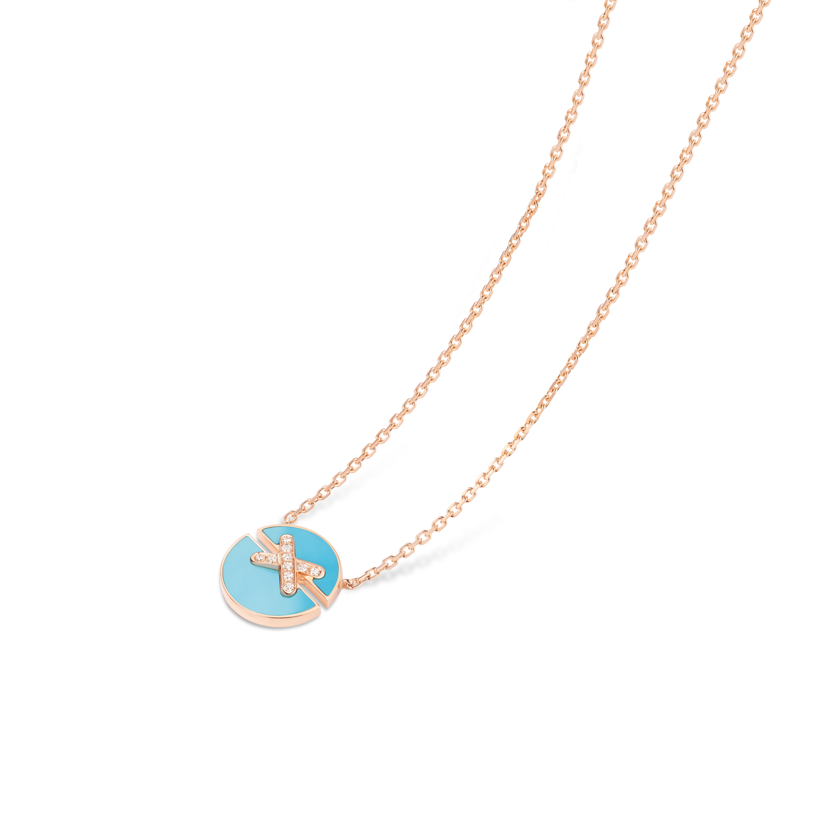 CHAUMET - Liens缘系·一生 - 项链 - 玫瑰金吊坠，小号，绿松石和钻石 - 084956
