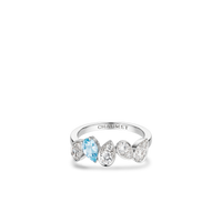 White gold ring, aquamarine and diamonds